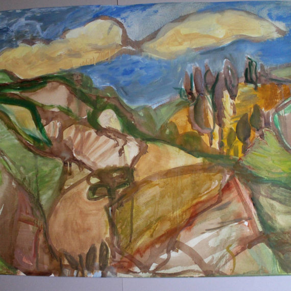 Collines toscanes1-65 x 50- huile sur papier