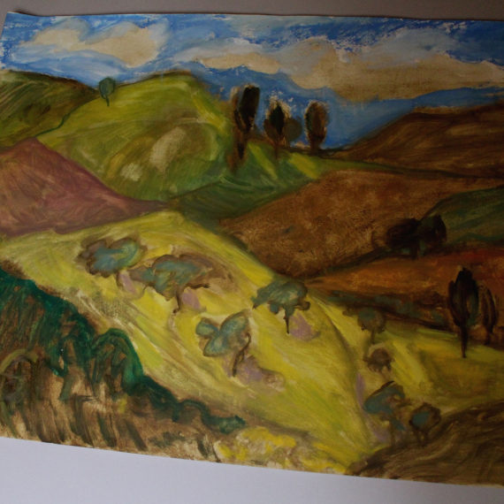 Collines toscanes2 - 65 x 50 - huile sur papier