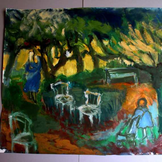 Jardin3- huile sur papier- 65 x 50